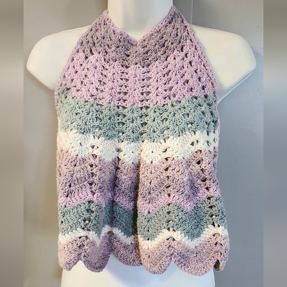 Crochet Halter Top in Pastel Shades - Picture 1 of 4